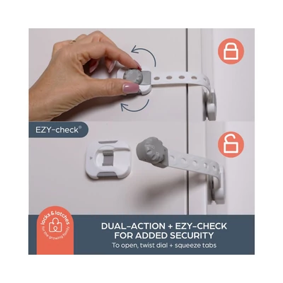 Twist 'N Lock Multi-Purpose Adjusta-Latch közelről, 3M ragasztóval